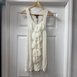 ISABELLA RODRIGUEZ ivory ruffle front and back detail tank New w/tag size Large